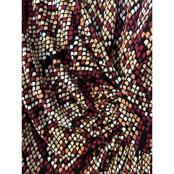 Laundry Design Faux Wrap Dress Stretch Career Church Washble Burgundy Orange Tan - Picture 6 of 13